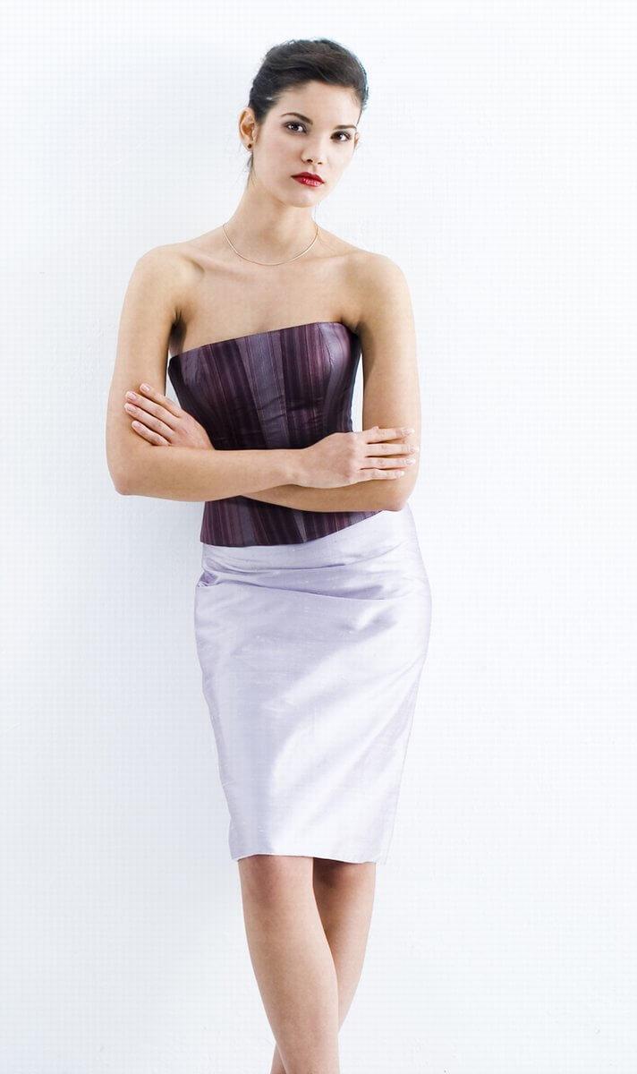 lila menyecske ruha selyem fűzővel mini szoknyával